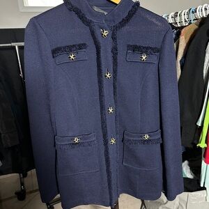 St. John Caviar Navy Knit Jacket – Size 6